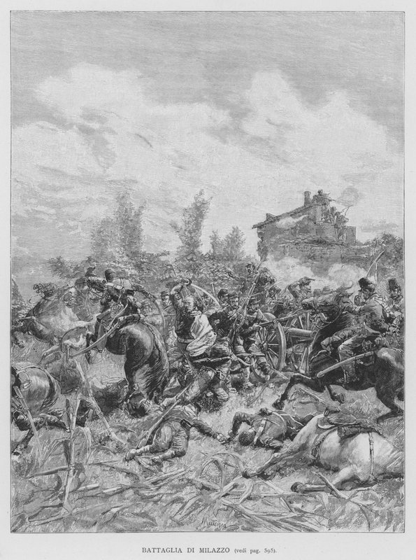 Slaget vid Milazzo (gravyr) av Edouardo Matania