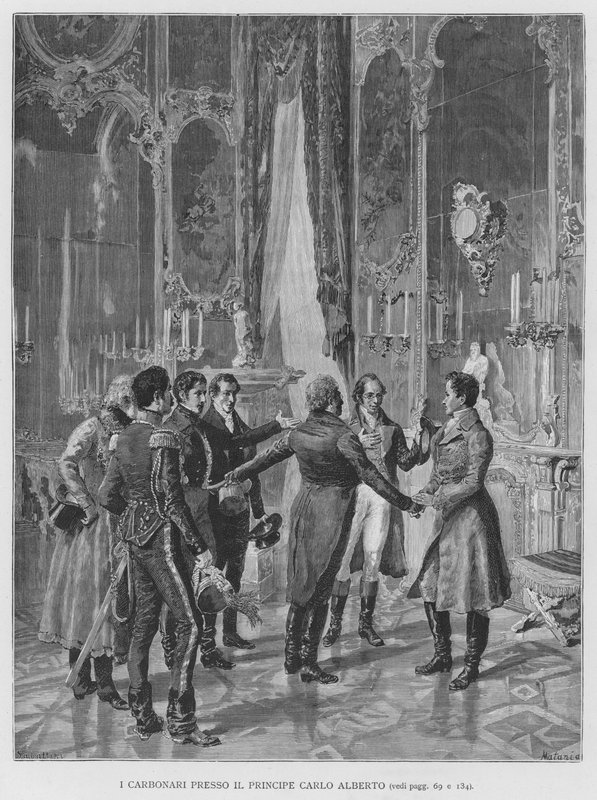 The Carbonari på Prince Charles Albert (gravyr) av Edouardo Matania