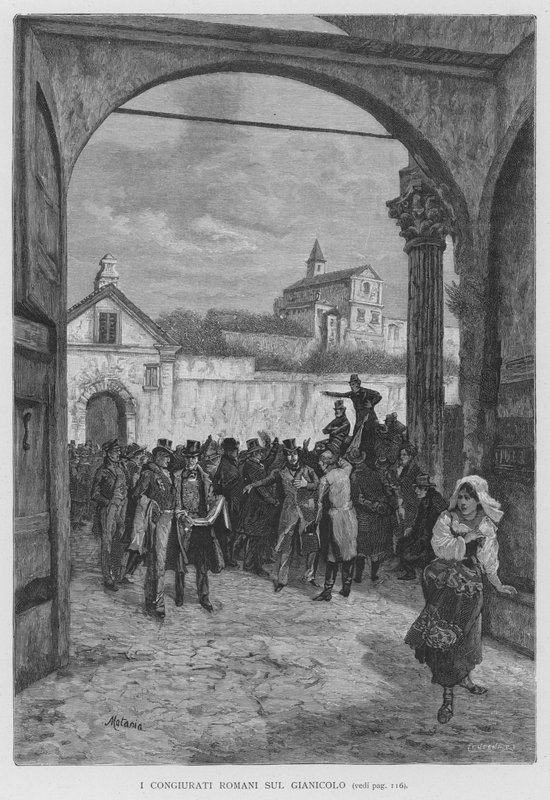 The Roman Conjurates på Janiculum Hill (gravyr) av Edouardo Matania