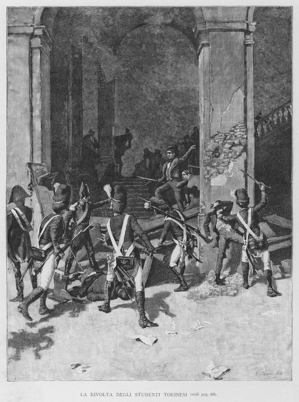 Turinstudenternas revolt (gravyr) av Edouardo Matania