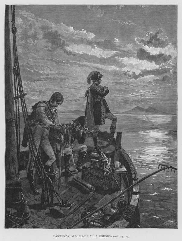 Murats avgång från Korsika (gravyr) av Edouardo Matania