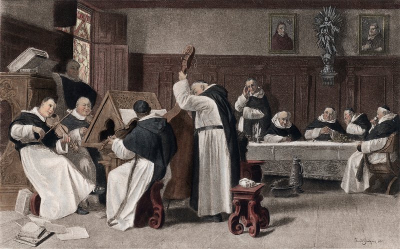 Siesta i klostret (fotogravyr i färg) av Eduard von after Grutzner