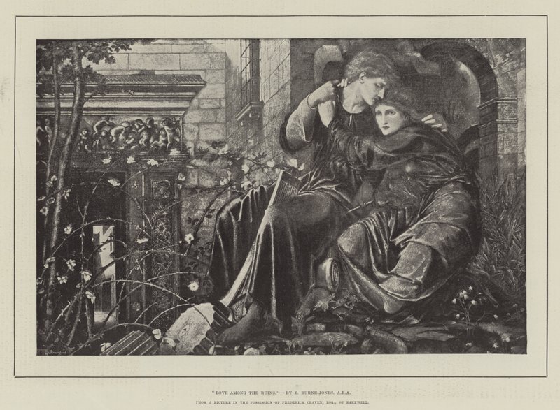 Kärlek bland ruinerna av Edward Burne Jones