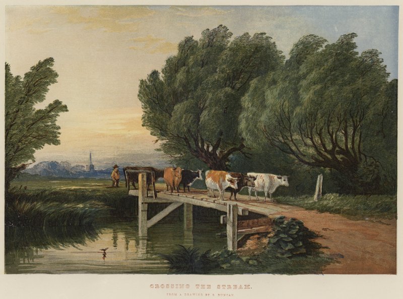 Korsa strömmen (chromolitho) av Edward Duncan