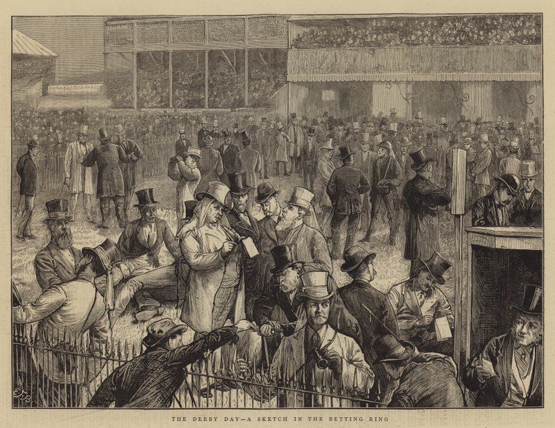 Derby Day, en skiss i spelhallen av Edward Frederick Brewtnall