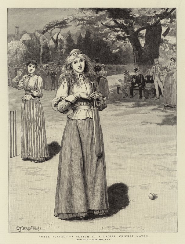 Välspelat!, en skiss på en cricketmatch för damer av Edward Frederick Brewtnall