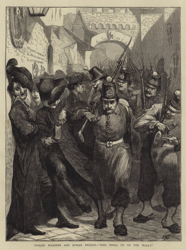 Italienska soldater och romerska präster, som ska gå till muren av Edward John Gregory