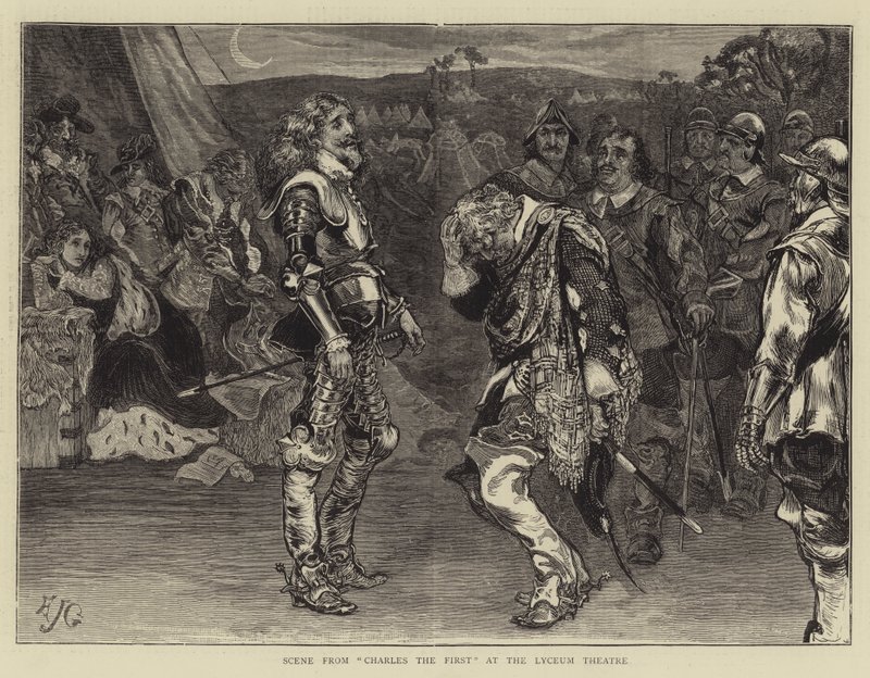 Scen från Charles the First på Lyceum Theatre av Edward John Gregory