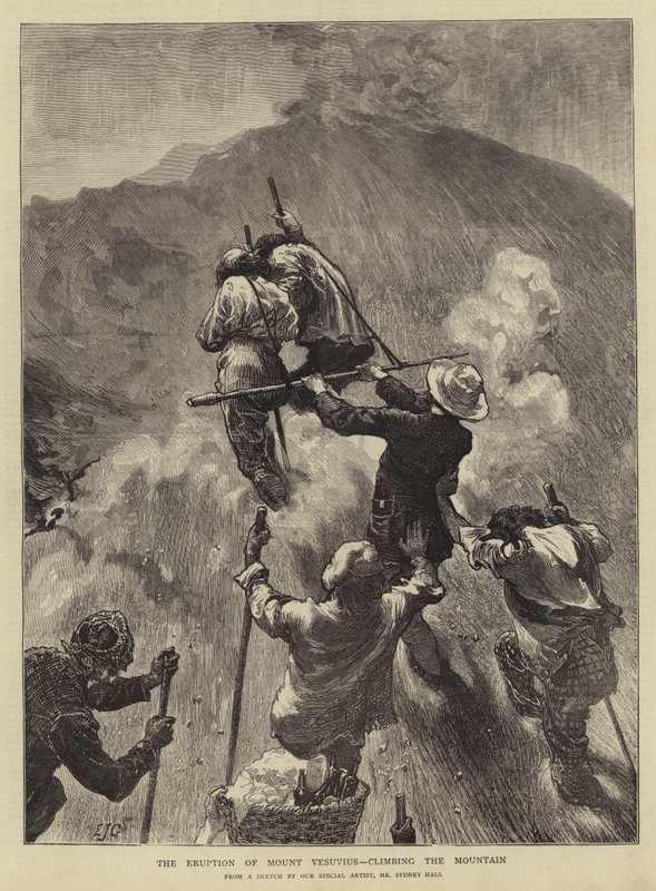 Vesuvius utbrott, bestigning av berget av Edward John Gregory