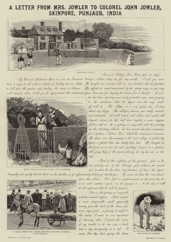 Ett brev från Mrs Jowler till överste John Jowler, Skinpore, Punjaub, Indien av Edward Killingworth Johnson