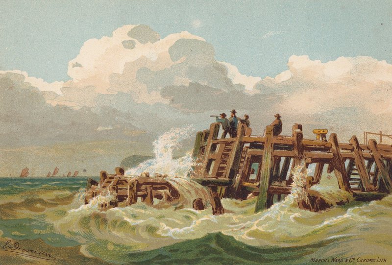 På väg in i Humber, fiskare på utkik (färglitografi) av Edward (after) Duncan
