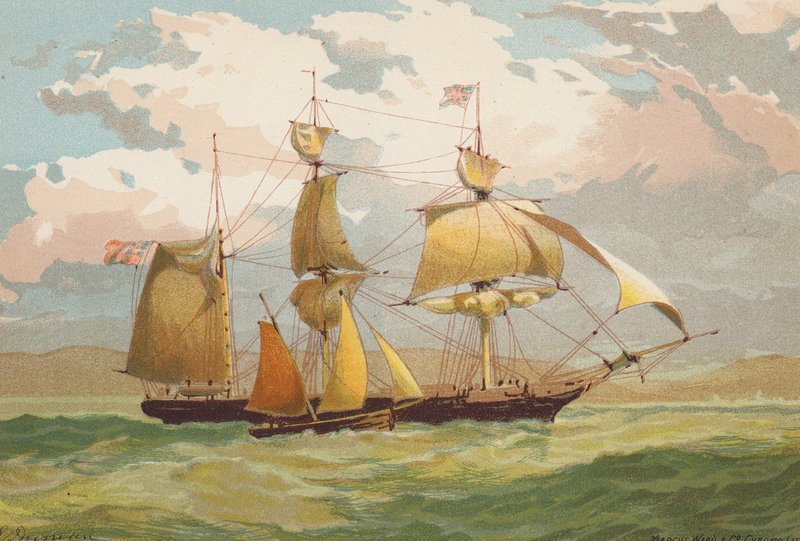 Homeward Bound, tar in en pilot (färglitografi) av Edward (after) Duncan
