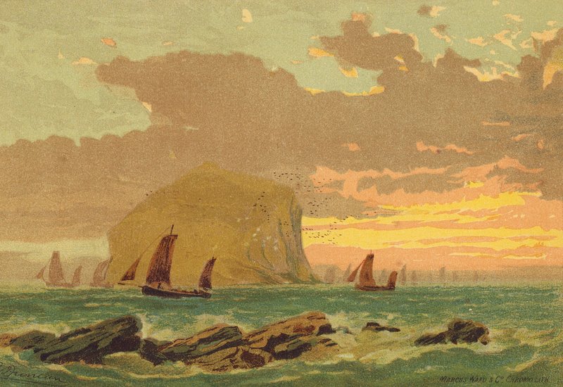 The Bass Rock (färglitografi) av Edward (after) Duncan