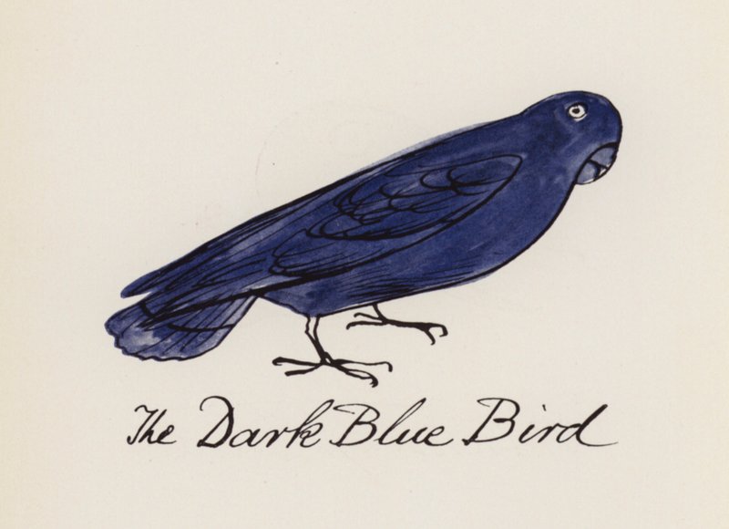 Edward Lear, The Bird Book: The Dark Blue Bird (färg litho) av Edward (after) Lear