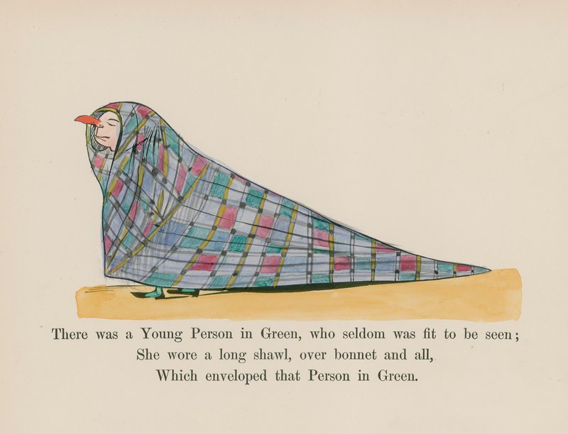 Det fanns en ung person i grönt, som sällan var värd att ses (färgad gravyr) av Edward (after) Lear