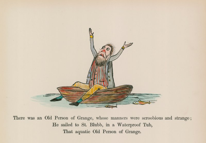 Det fanns en gammal person från Grange, vars sätt var skroobiskt och konstigt (färgad gravyr) av Edward (after) Lear
