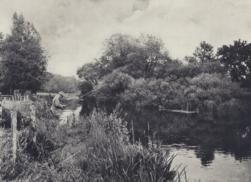 Boot Island nedanför Stockbridge på testet (svartvitt foto) av Edward Alfred Barton
