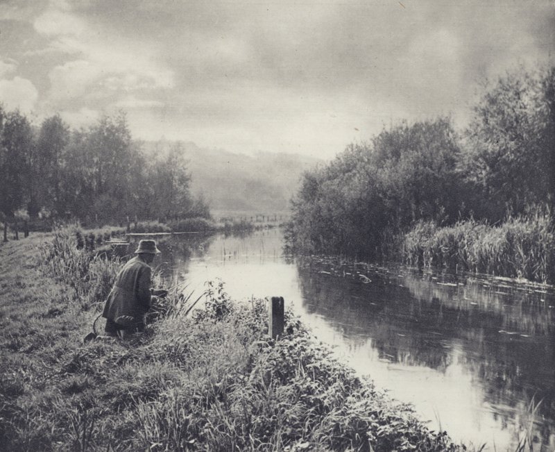 The Kennet nedanför Ramsbury (svartvitt foto) av Edward Alfred Barton