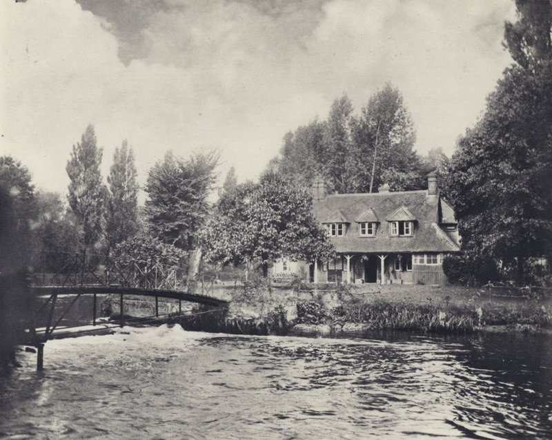 Thorney Weir Fishery House (svartvitt foto) av Edward Alfred Barton
