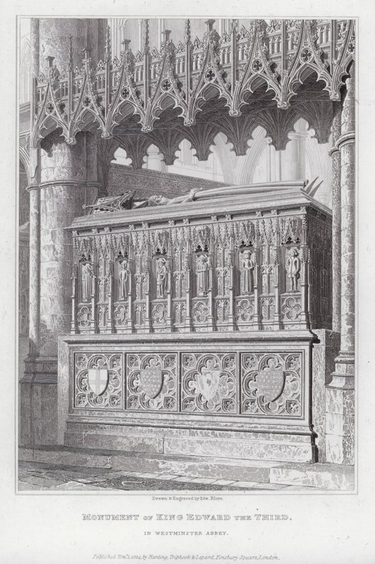 Monument över kung Edward den tredje, i Westminster Abbey (gravyr) av Edward Blore