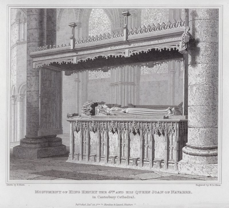 Monument över kung Henrik den 4:e och hans drottning Joan av Navarra, i Canterbury Cathedral (gravyr) av Edward Blore