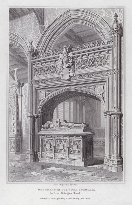 Monument av Sir John Spencer, i Great Brington Church (gravyr) av Edward Blore