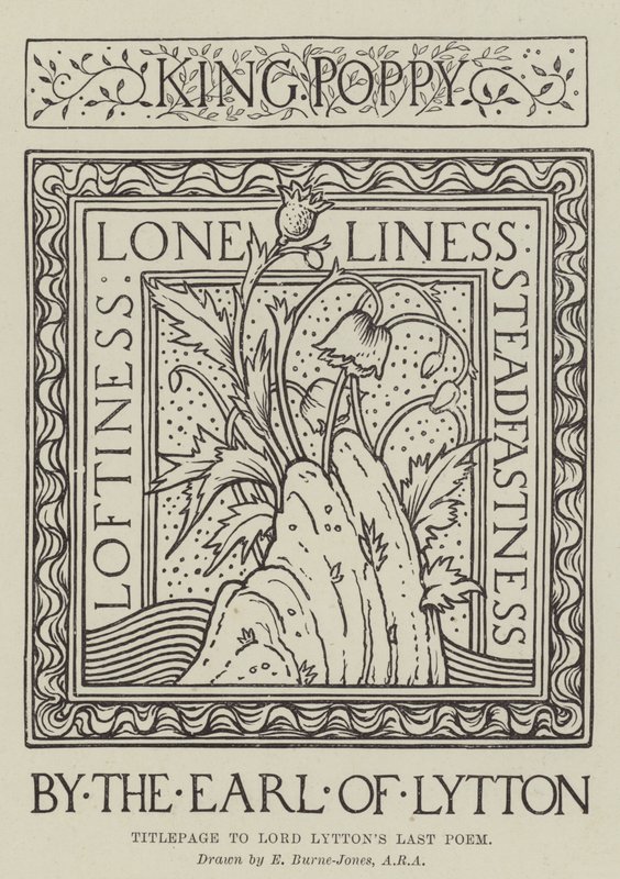 Titelsida till Lord Lyttons sista dikt av Edward Burne Jones