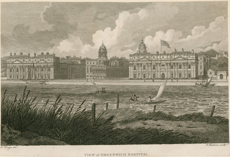 Vy över Greenwich Hospital, London av Edward Dayes