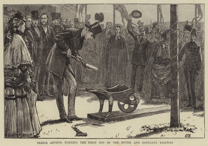 Prins Arthur tar första spadtaget på Hythe and Sandgate Railway av Edward Frederick Brewtnall