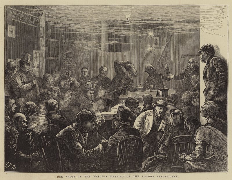 Hålet i väggen, ett möte för republikanerna i London av Edward Frederick Brewtnall