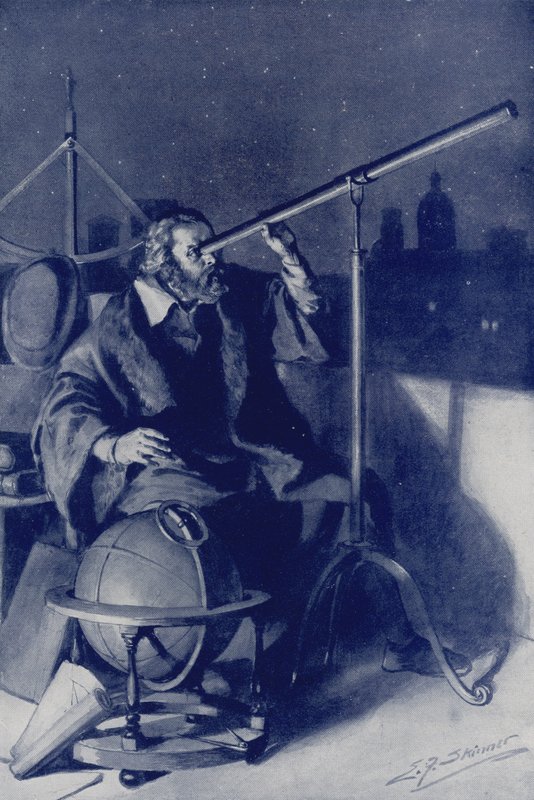 Galileo upptäcker nya världar (färglitografi) av Edward Frederick Skinner