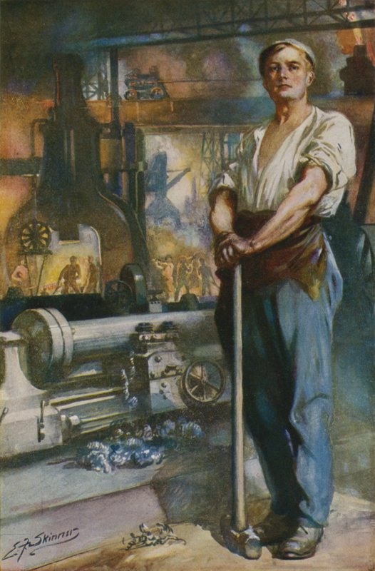 Maskinålderns starke man (färglitografi) av Edward Frederick Skinner