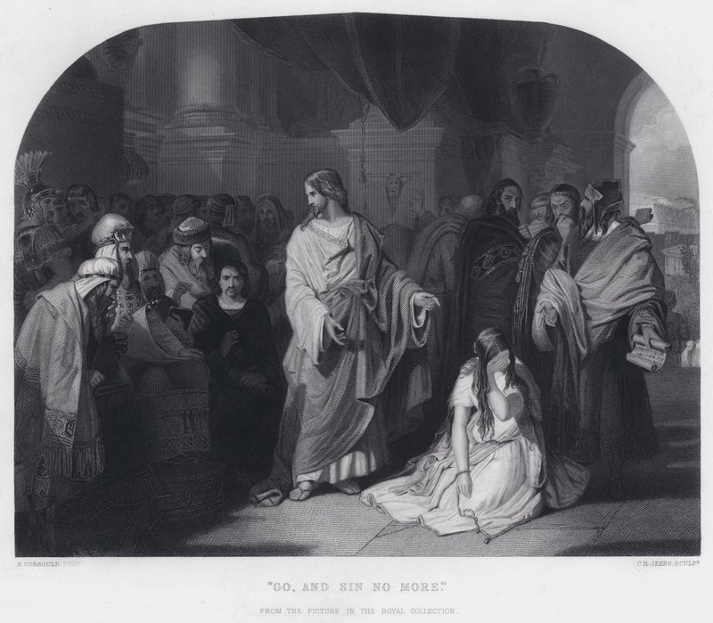 "Gå och synd inte mer" (gravyr) av Edward Henry (after) Corbould