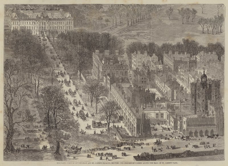 Fågelperspektiv över Buckingham och St James