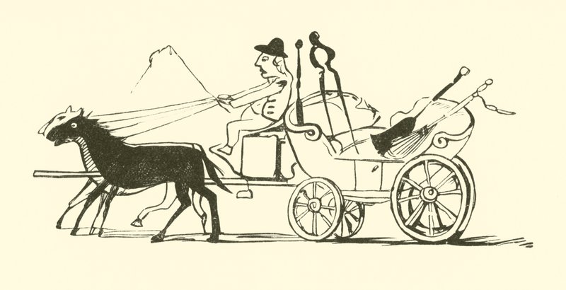 Kvasten, spaden, pokern och tången (gravyr) av Edward Lear