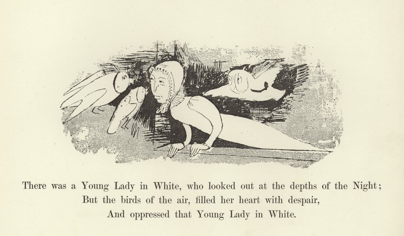 Det var en ung dam i vitt, som såg ut på nattens djup av Edward Lear