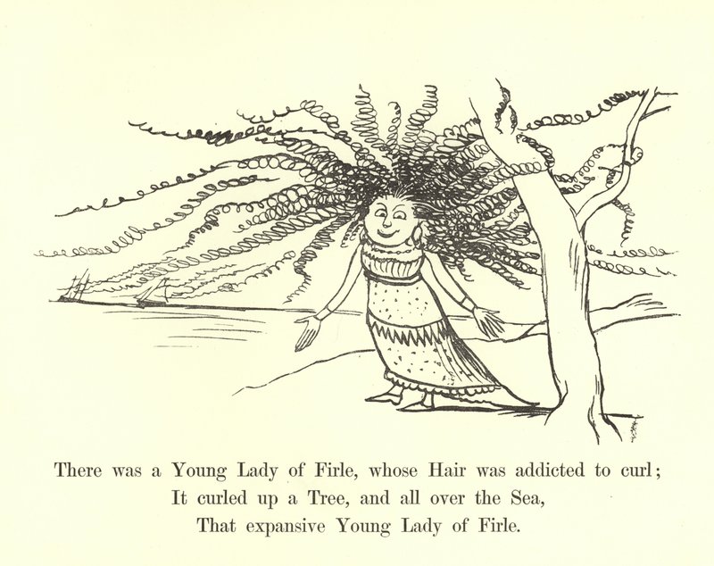 Det fanns en ung dam från Firle, vars hår var beroende av att krusa. av Edward Lear