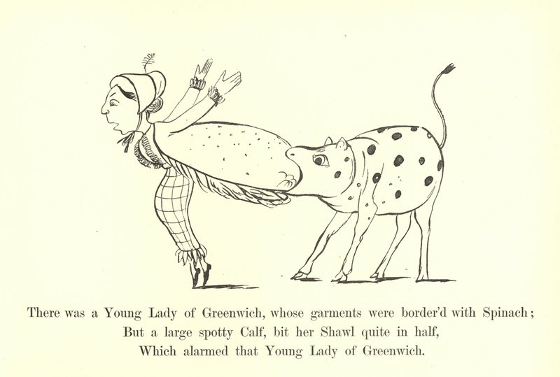 Det fanns en ung dam från Greenwich, vars plagg var kantade med spenat av Edward Lear