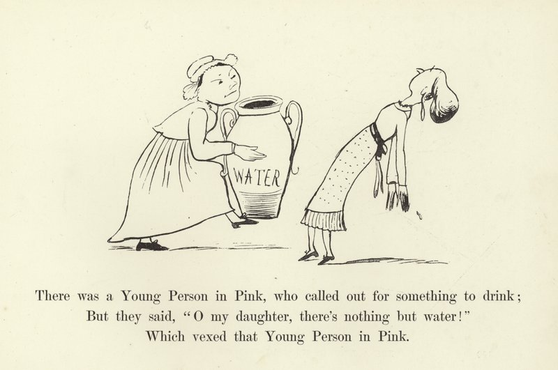 Det var en ung person i rosa, som ropade efter något att dricka av Edward Lear