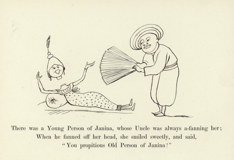 Det fanns en ung person av Janina, vars farbror alltid höll på med henne av Edward Lear