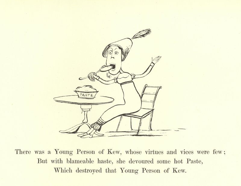 Det fanns en ung person från Kew, vars dygder och laster var få av Edward Lear
