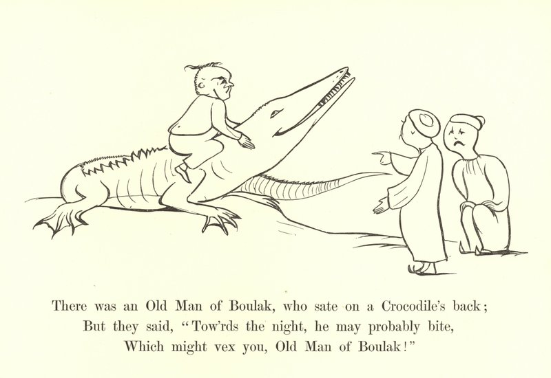 Det var en gammal man från Boulak, som satt på en krokodils rygg av Edward Lear