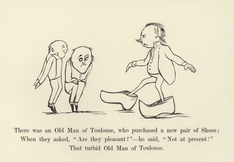 Det var en gammal man från Toulouse, som köpte ett par nya skor av Edward Lear