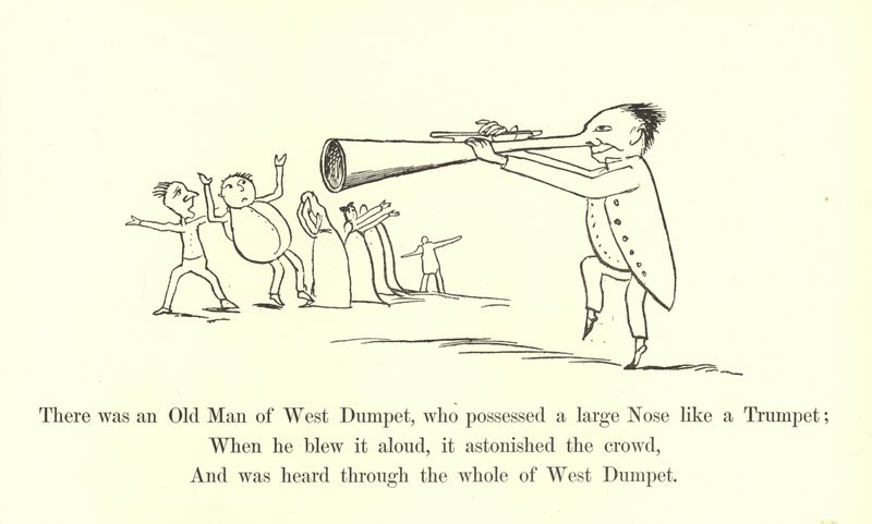 Det var en gammal man från West Dumpet, som hade en stor näsa som en trumpet av Edward Lear