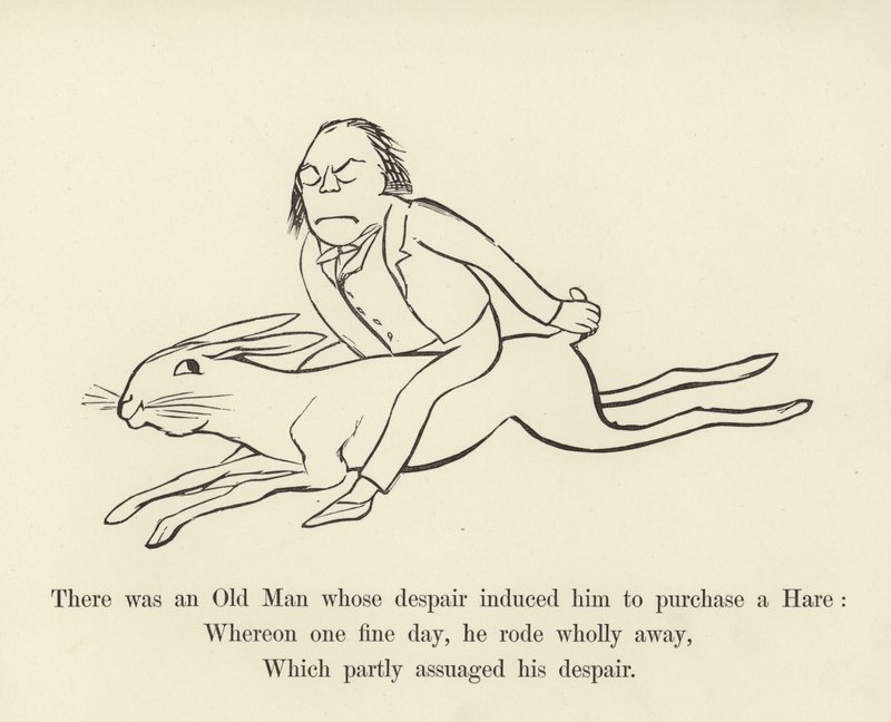 Det fanns en gammal man vars förtvivlan fick honom att köpa en hare. av Edward Lear