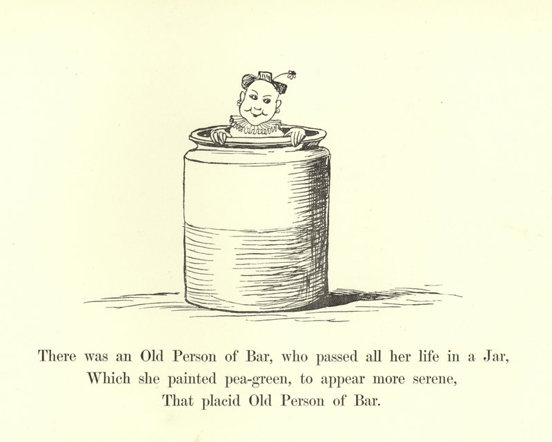Det fanns en gammal person från Bar, som gick hela sitt liv i en burk av Edward Lear