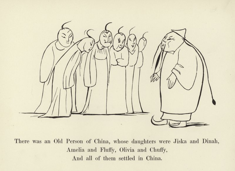 Det fanns en gammal person från Kina, vars döttrar var Jiska och Dinah av Edward Lear
