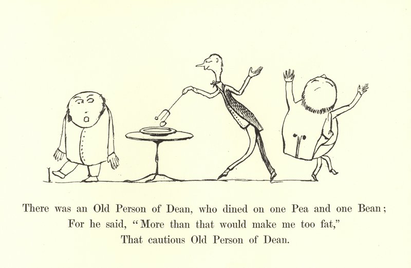 Det var en gammal person från Dean, som åt på en ärta och en böna av Edward Lear