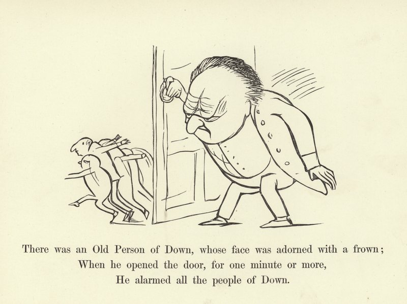 Det fanns en gammal person av Down, vars ansikte var prydd med en rynka pannan av Edward Lear