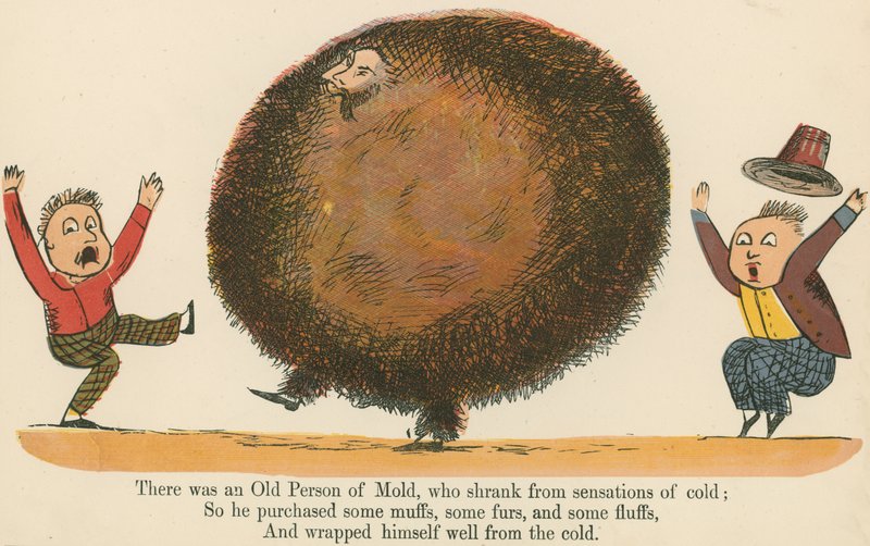 Det var en gammal person av mögel, som krympte från förnimmelser av kyla, från "A Book of Nonsense", utgiven av Frederick Warne and Co., London, ca 1875 av Edward Lear